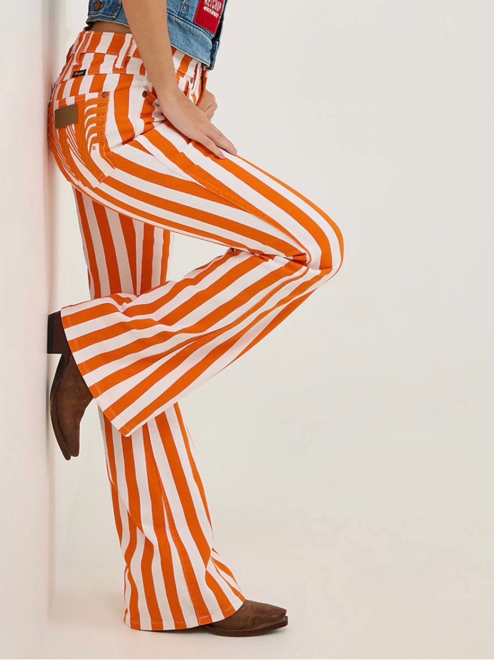 Wrangler Orange & White Striped Flare Pants